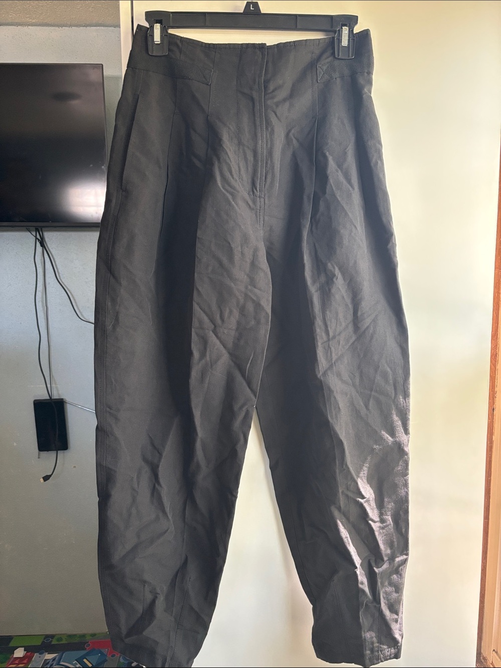 Ulla Johnson Black High-Waist Barrel Trousers Linen Cotton Silk Size 2